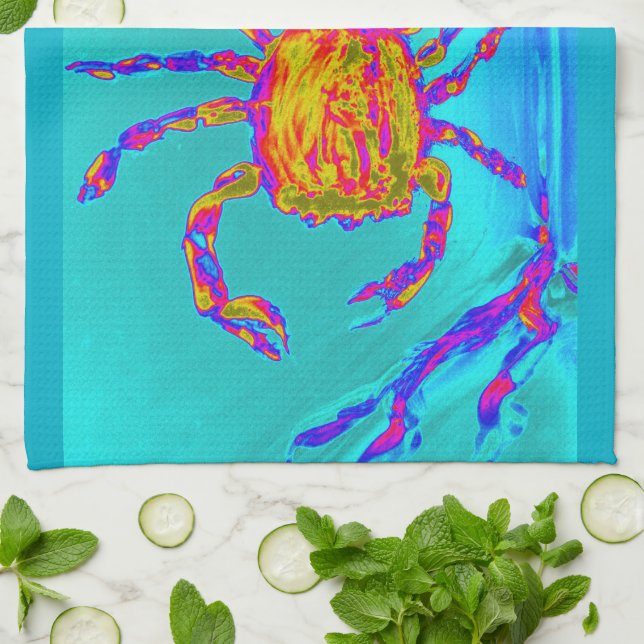 Coola Crab Undersea Art Seaside Kökshandduk (Vikta)