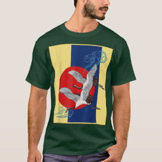 Coola Crane Bird Artwork, Dance of Cranes Japanska T Shirt