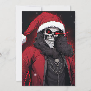 Coola Creepy Anime Tecknad Santa Skull Zombie Demo Julkort