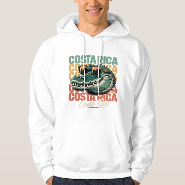 Coola Crocodile Costa Rica Retro T-Shirt Design Hoodie (Framsida)