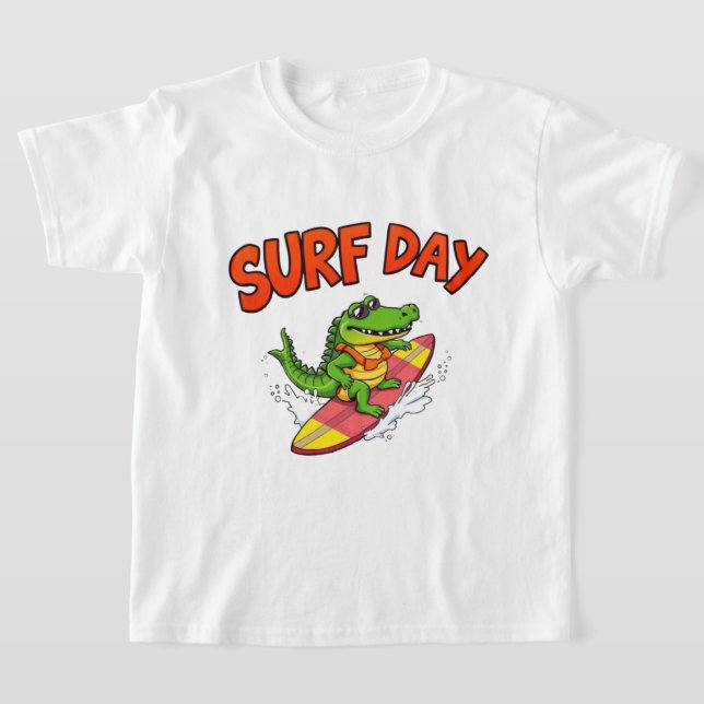 Coola Crokodile-Roligt Sommarbusskonst T Shirt (Laydown)