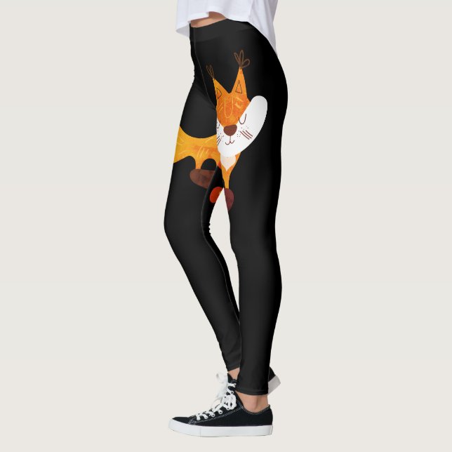 Coola Cunning Vild Fox Quote Orange Black Mode Leggings (Vänster)