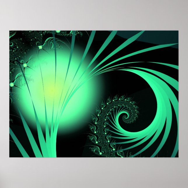 Coola Cute Abstrakt Mönster "Grönt Orb" Poster (Framsidan)
