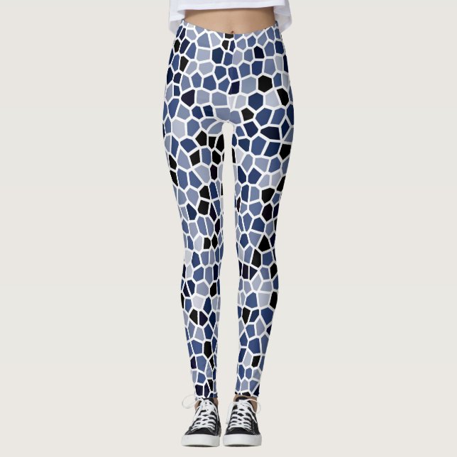 Coola Cute Blue Geometric Mönster Leggings (Framsida)