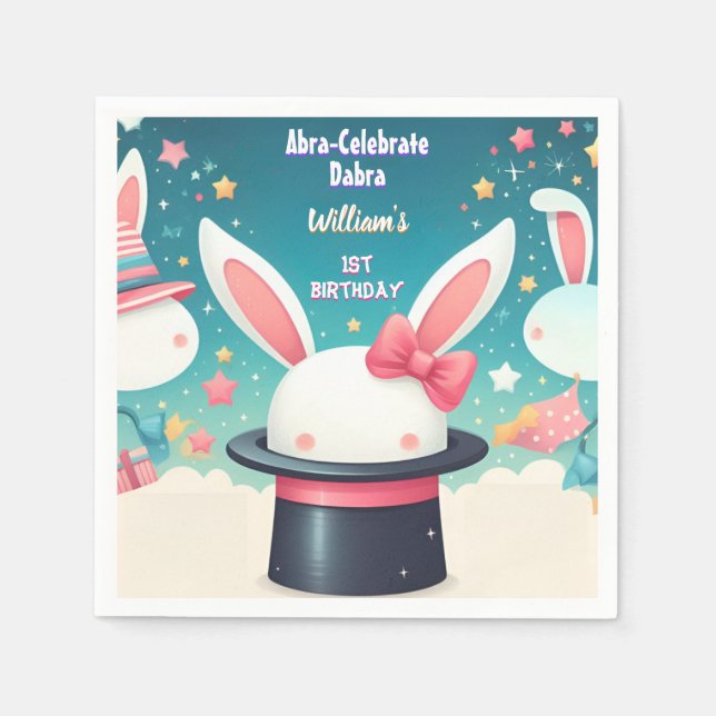 Coola Cute Bunny Tv Party Magic Show 1st Birthday Pappersservett (Framsidan)