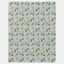 Coola Cute Cactus Greenery Flower Mönster Fleecefilt