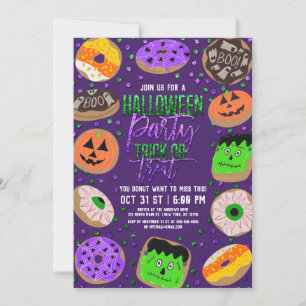 Coola Cute Glitter Confetti Donuts Halloween fest Inbjudningar