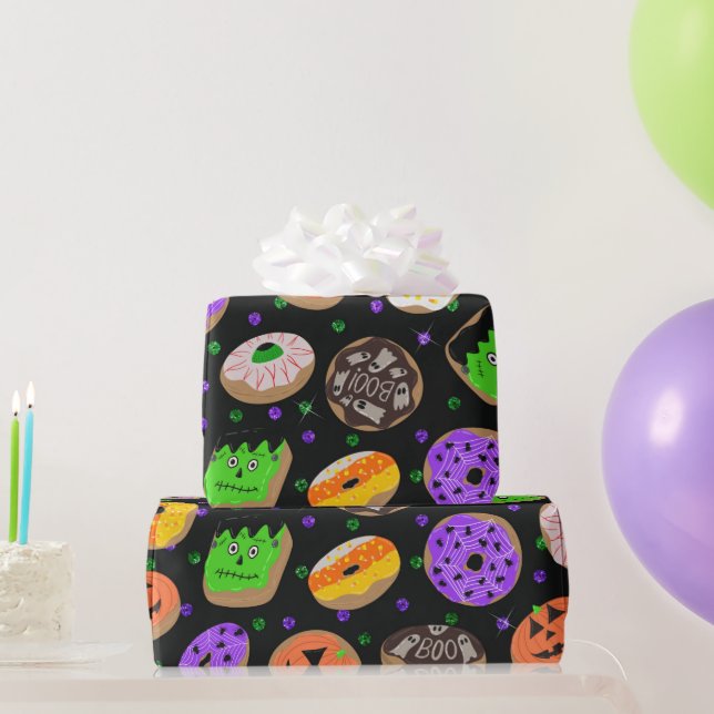 Coola Cute Glitter Confetti Donuts Halloween Presentpapper (Festgåvor)