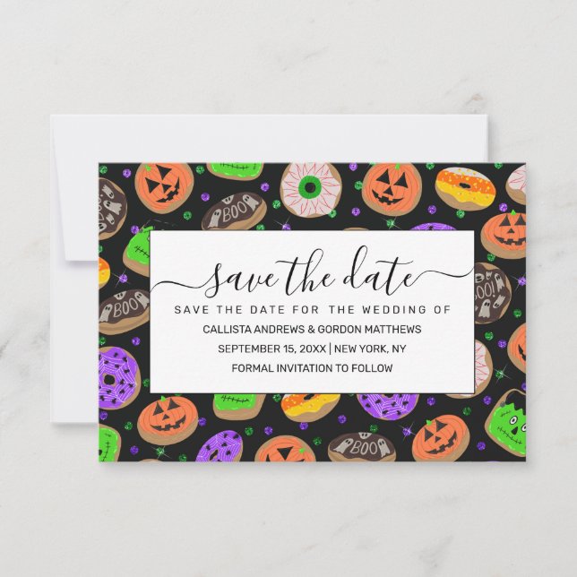 Coola Cute Glitter Confetti Donuts Halloween Spara Datumet (Framsida)