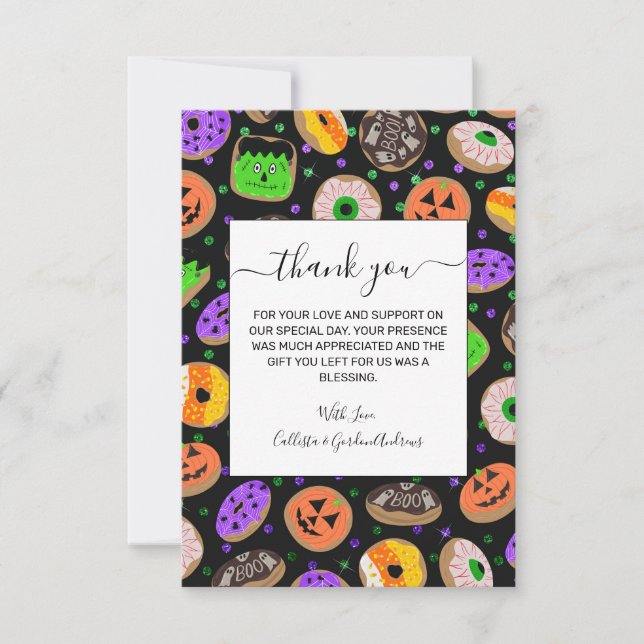 Coola Cute Glitter Confetti Donuts Halloween Tack Kort (Framsida)