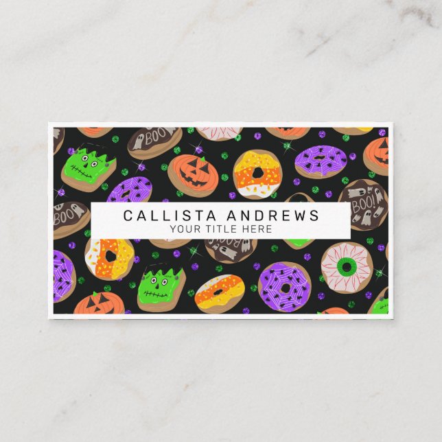 Coola Cute Glitter Confetti Donuts Halloween Visitkort (Framsida)