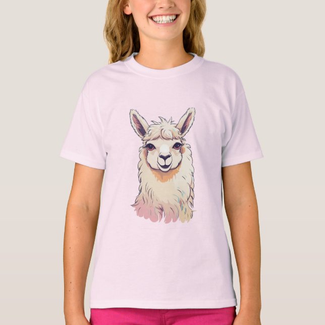 Coola Cute Llama T Shirt (Framsida)