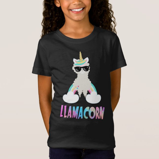 Coola Cute Llamacorn Unicorn Llama T Shirt (Framsida)
