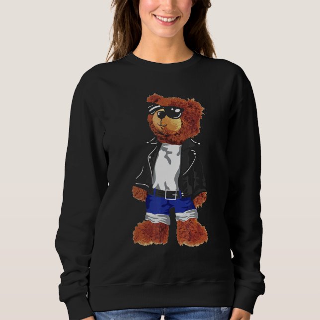 Coola Cute Nalle med solglasögon, läderstöt T Shirt (Framsida)