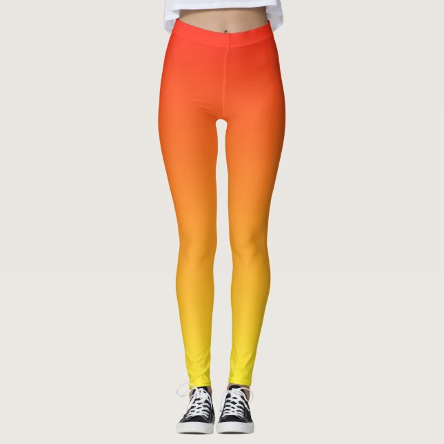 Coola Cute och Roligt Gradient Sunrise-Orange Leggings (Framsida)