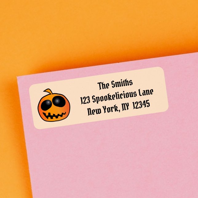 Coola Cute Orange Halloween Pumpkin Returadress Etikett (Skapare uppladdad)