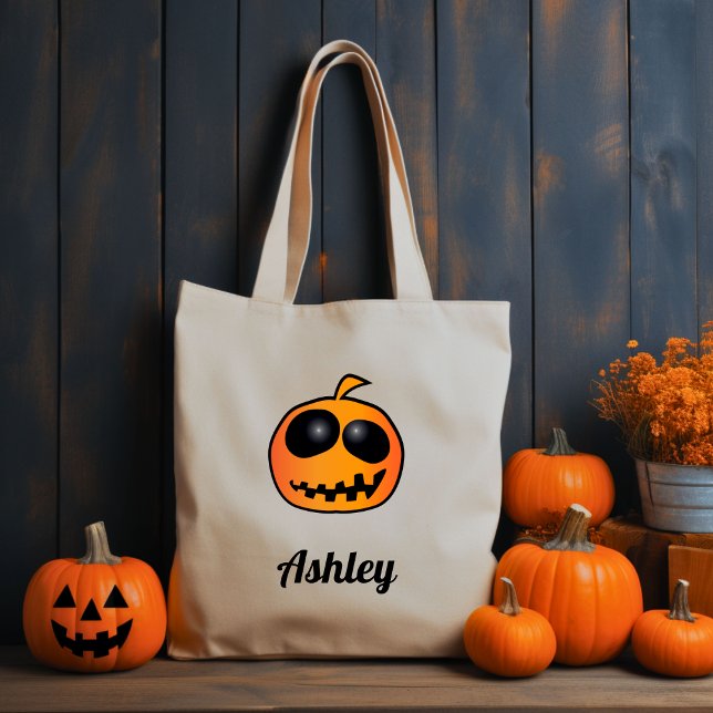 Coola Cute Orange Halloween Pumpkin Tygkasse (Skapare uppladdad)