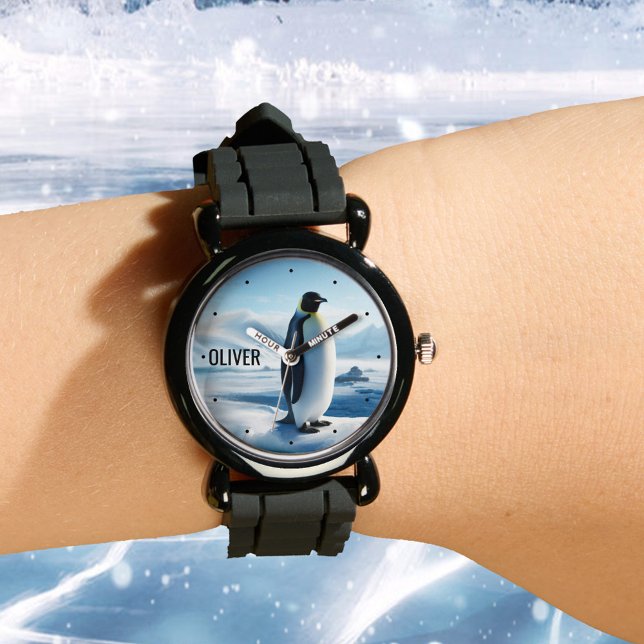 Coola Cute Penguin Ice Armbandsur (A cute watch featuring a painting of a penguin on ice. Nice for children as well as adults)