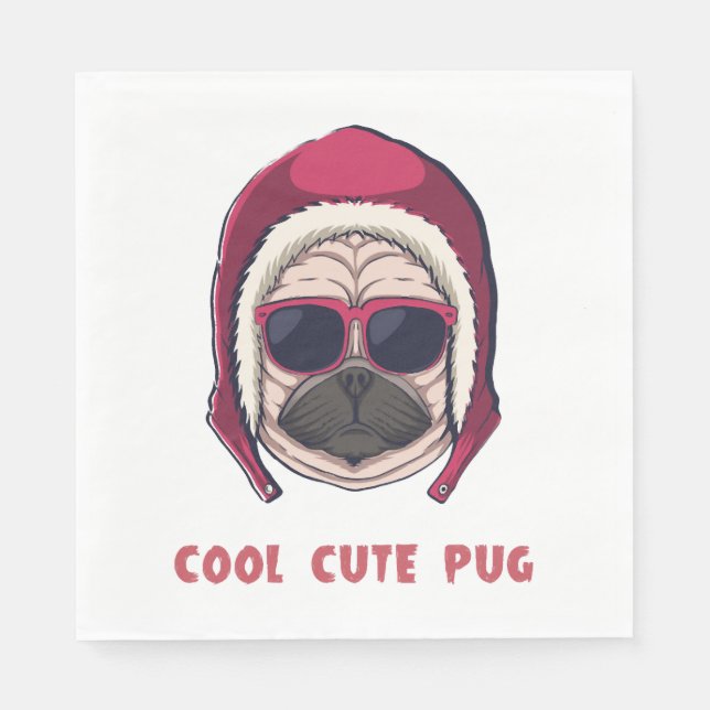 Coola Cute Pug Pappersservett (Framsidan)