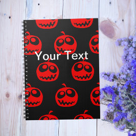 Coola Cute Red Halloween Pumpkin Mönster Anteckningsbok