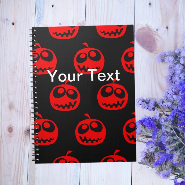Coola Cute Red Halloween Pumpkin Mönster Anteckningsbok (Skapare uppladdad)
