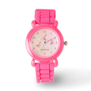 Coola Cute Rosa Dinosaurs Mönster Girly Namn Armbandsur