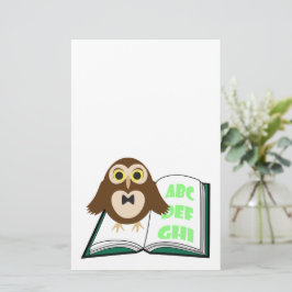Coola Cute uggla med Alphabet bok Back to school Brevpapper