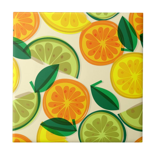 Coola Cutrus mönster i Grönten för Gult i färg Kakelplatta (Framsidan)