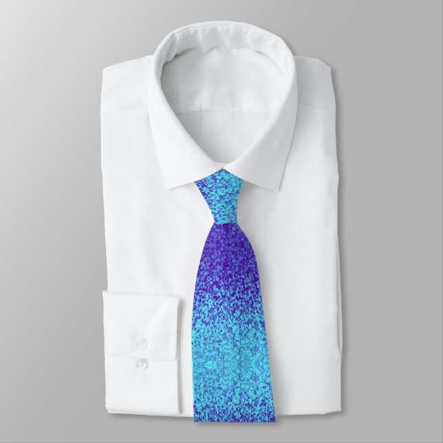 coola cyan lila glitter-gnistrande polygoner mönst slips (Bunden)