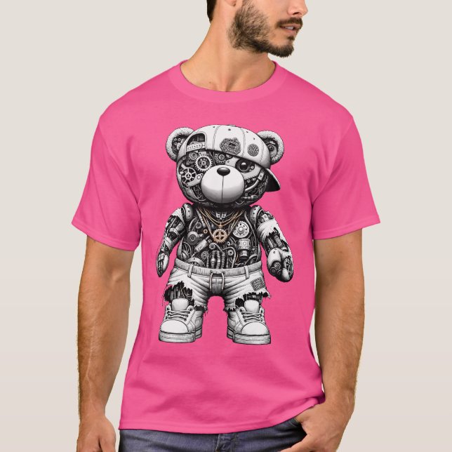 Coola Cyborg Exoskeleton Animatronic Bear Hip hop  T Shirt (Framsida)