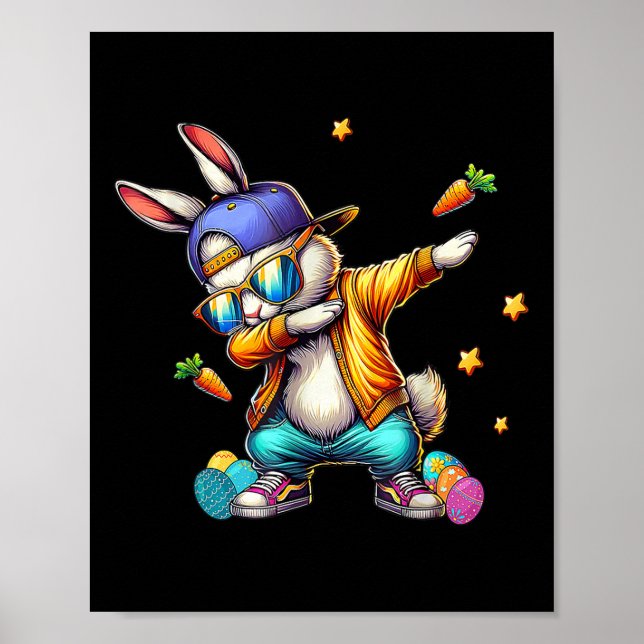 Coola Dab Bunny Påsk Funny Kids Småbarn Boys Manar Poster (Framsidan)