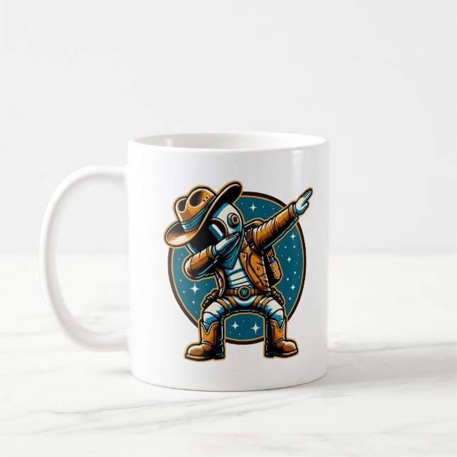 Coola Dabbing Astronaut Cowboy Space Halloween Kaffemugg (Vänster)