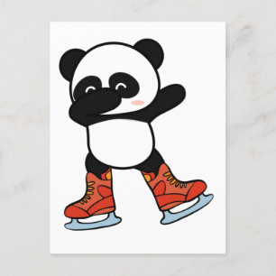 Coola Dabbing Panda on Ice Skate Shoes Vykort