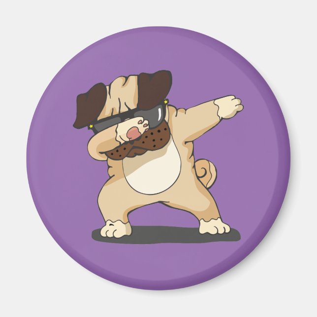 Coola Dabbing Pug med solglasögon Magnet (Framsidan)