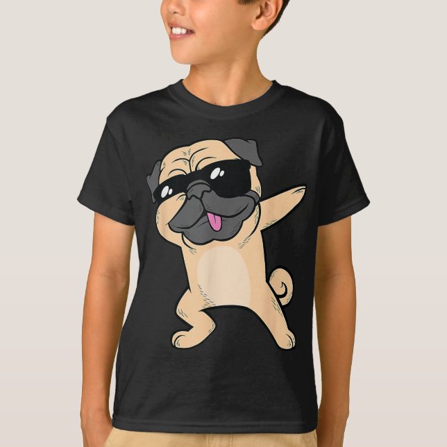 Coola Dabbing Pug Shirt - Funny Pug Dabbing Dance T (Framsida)
