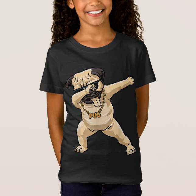 Coola Dabbing Pug Shirt - Funny Pug Dabbing Dance T Shirt (Framsida)