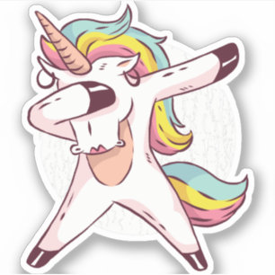 Coola Dabbing Unicorn Rainbow Trendig Dance Moves Klistermärken