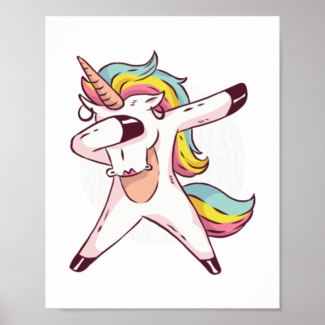 Coola Dabbing Unicorn Rainbow Trendig Dance Moves Poster (Framsidan)