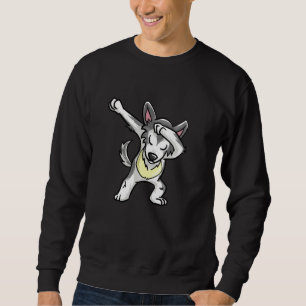 Coola Dabbing Varg Hip hop Coyote Hund Dancing Lång Ärmad Tröja