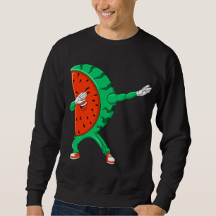 Coola Dabbing Watermelon Funny Fruit Dancing Athle Lång Ärmad Tröja
