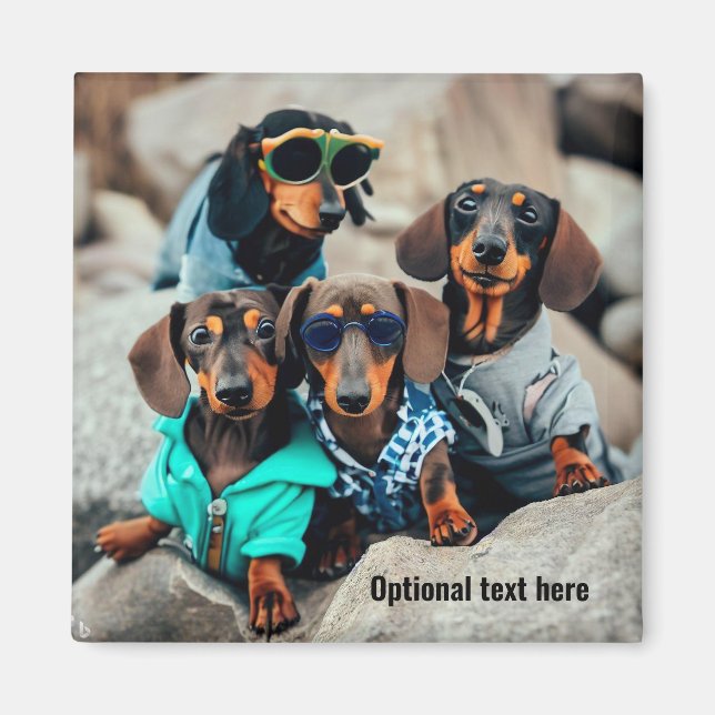 Coola Dachshund Gang Wearing Sunglasses Magnet (Framsidan)
