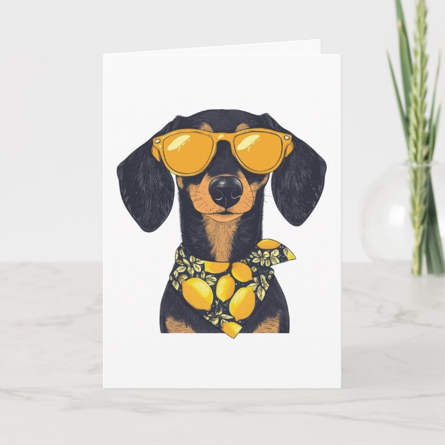 Coola Dachshund Hund Sunglasses Lemons Kort (Framsida)