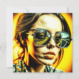 Coola Dam i solglasögon Reflektion av en väg