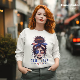 Coola Dam röstar Vintage Messy Hair Dam T Shirt
