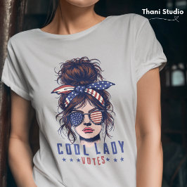 Coola Dam röstar Vintage Messy Hair Dam T Shirt