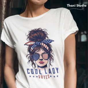 Coola Dam röstar Vintage Messy Hair Dam T Shirt