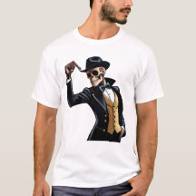 Coola Dancing Skeleton med svart hatt vit