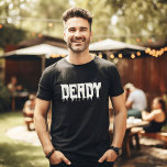 Coola DEADY Drippy Script Roligt Pappor Halloween T Shirt<br><div class="desc">Bygg in din inre coola DAGY! 🎃 Anpassa den här roligten Halloween-garantin med din egen tvilling. Hämta redo för stil! Matchande familjeskjortor för Momster,  små bo osv. tillgängliga. 👻 #CoolPappaTee #HalloweenFun #DadsCostume</div>