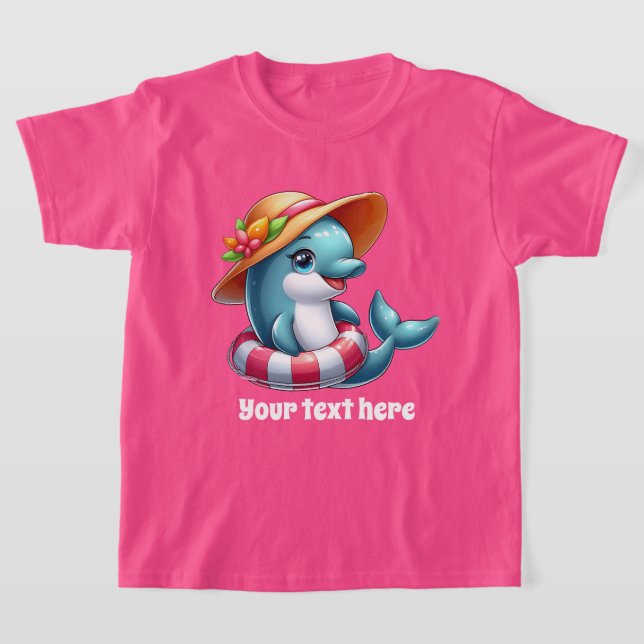 Coola Delphin add text bassäng-tjejer T Shirt (Laydown)