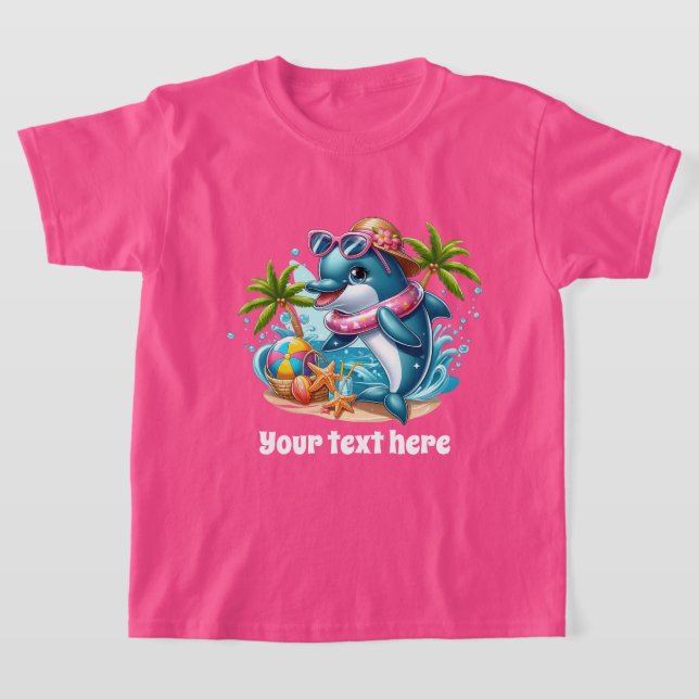 Coola Delphin add text bassäng-tjejer T Shirt (Laydown)